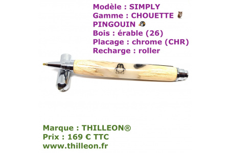 chouette_erable_pingouin_placage_chrome_logo