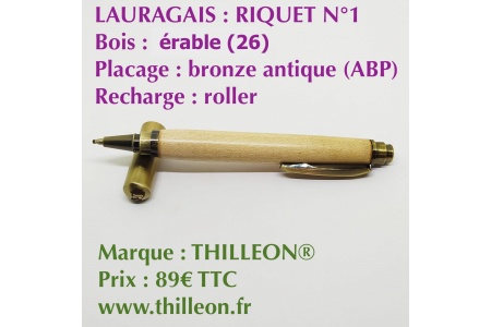 lauragais_riquet_n1_erable_26_bronze_antique_stylo_artisanal_bois_thilleon_canal_du_midi_orig_marque